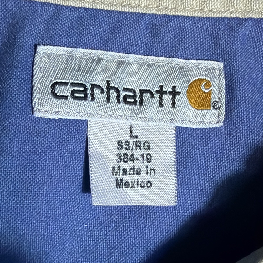 Carhartt‎ L Blue Button Up Work Shirt Thorshop Embroidered Made in Mexico - Picture 3 of 9